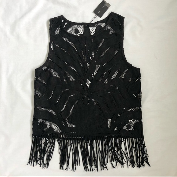 Dynamite woman’s festival black lace fringe crop top brand new with tag size XS - Picture 10 of 12
